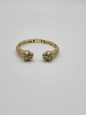Brand new Gold tone and rhinestone China Panther Head Cuff Bracelet